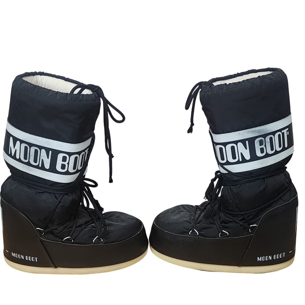 Womens Moon Boot Icon Nylon Black Snow Boot Insulated Winter Shoes - Picture 2 of 7
